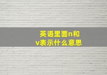 英语里面n和v表示什么意思