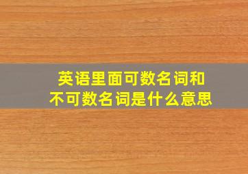 英语里面可数名词和不可数名词是什么意思