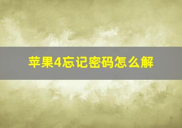 苹果4忘记密码怎么解