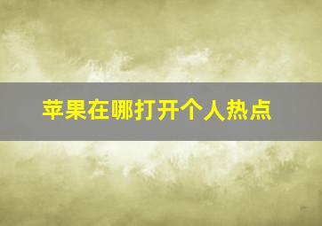 苹果在哪打开个人热点