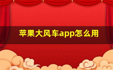 苹果大风车app怎么用