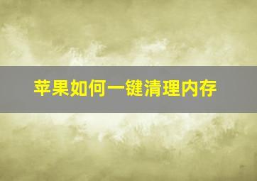 苹果如何一键清理内存