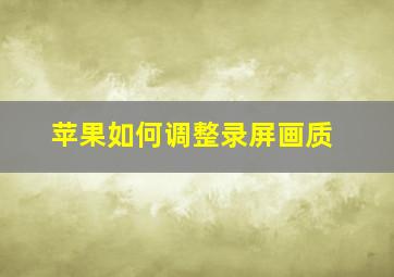 苹果如何调整录屏画质