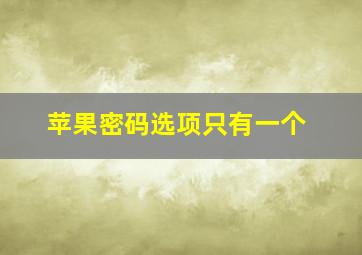 苹果密码选项只有一个