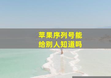 苹果序列号能给别人知道吗