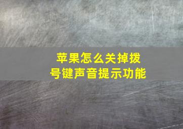 苹果怎么关掉拨号键声音提示功能