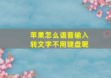 苹果怎么语音输入转文字不用键盘呢