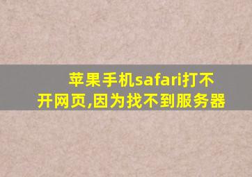 苹果手机safari打不开网页,因为找不到服务器