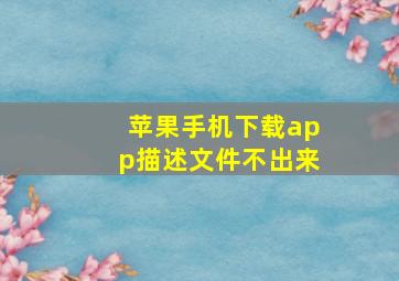 苹果手机下载app描述文件不出来