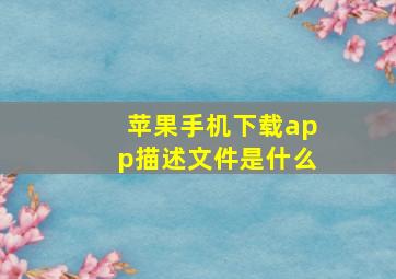 苹果手机下载app描述文件是什么