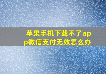 苹果手机下载不了app微信支付无效怎么办