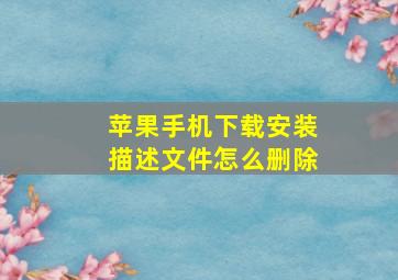 苹果手机下载安装描述文件怎么删除