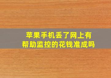 苹果手机丢了网上有帮助监控的花钱准成吗