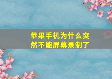 苹果手机为什么突然不能屏幕录制了