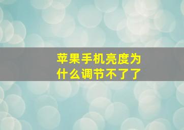 苹果手机亮度为什么调节不了了