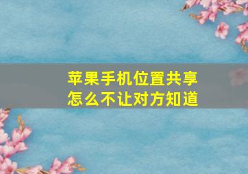 苹果手机位置共享怎么不让对方知道