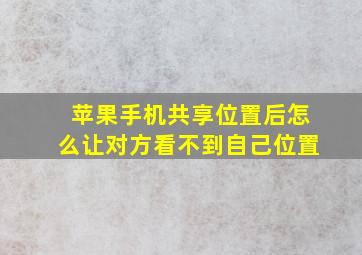 苹果手机共享位置后怎么让对方看不到自己位置