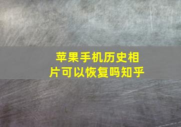 苹果手机历史相片可以恢复吗知乎