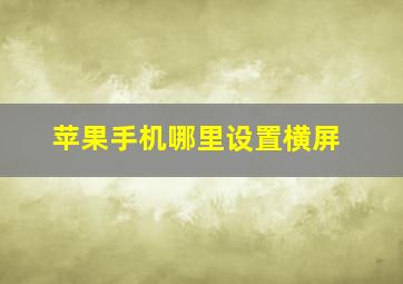 苹果手机哪里设置横屏