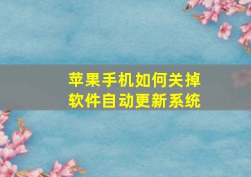 苹果手机如何关掉软件自动更新系统