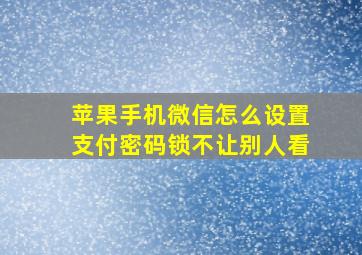 苹果手机微信怎么设置支付密码锁不让别人看