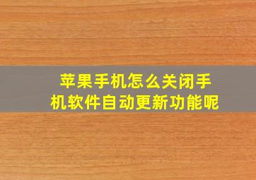 苹果手机怎么关闭手机软件自动更新功能呢