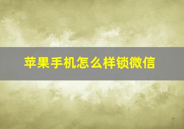 苹果手机怎么样锁微信