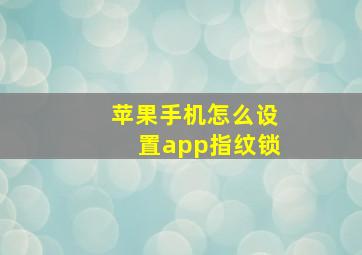 苹果手机怎么设置app指纹锁