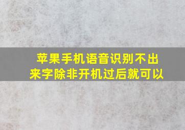 苹果手机语音识别不出来字除非开机过后就可以