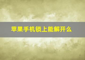 苹果手机锁上能解开么