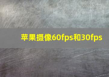 苹果摄像60fps和30fps