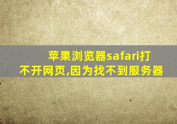 苹果浏览器safari打不开网页,因为找不到服务器