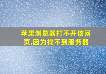 苹果浏览器打不开该网页,因为找不到服务器