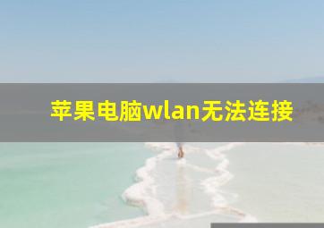 苹果电脑wlan无法连接