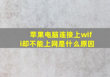 苹果电脑连接上wifi却不能上网是什么原因