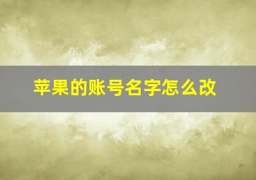 苹果的账号名字怎么改