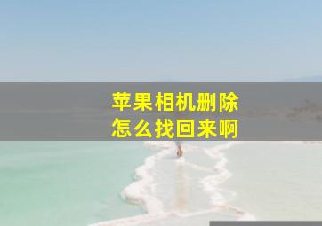 苹果相机删除怎么找回来啊