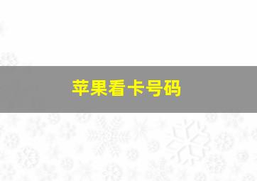 苹果看卡号码