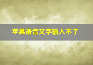 苹果语音文字输入不了