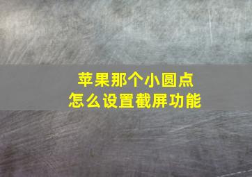 苹果那个小圆点怎么设置截屏功能