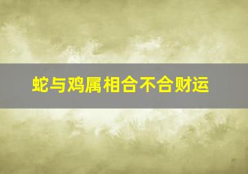 蛇与鸡属相合不合财运