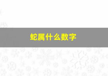 蛇属什么数字