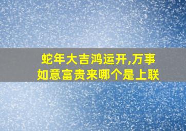 蛇年大吉鸿运开,万事如意富贵来哪个是上联