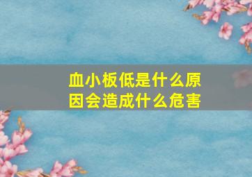 血小板低是什么原因会造成什么危害