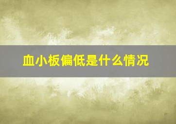 血小板偏低是什么情况