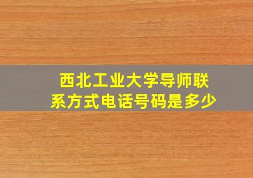 西北工业大学导师联系方式电话号码是多少