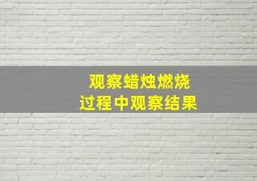 观察蜡烛燃烧过程中观察结果