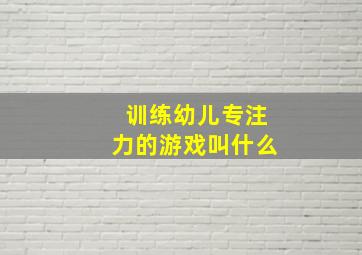 训练幼儿专注力的游戏叫什么