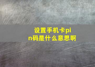 设置手机卡pin码是什么意思啊