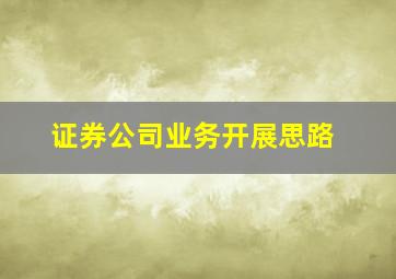 证券公司业务开展思路